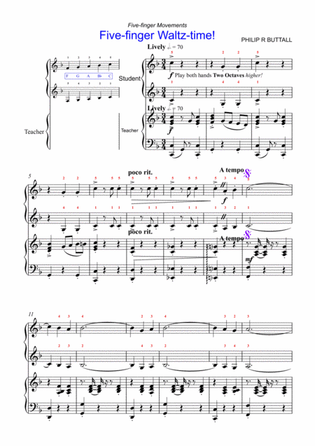 Five Finger Waltz Time Piano Duet Four Hands Page 2