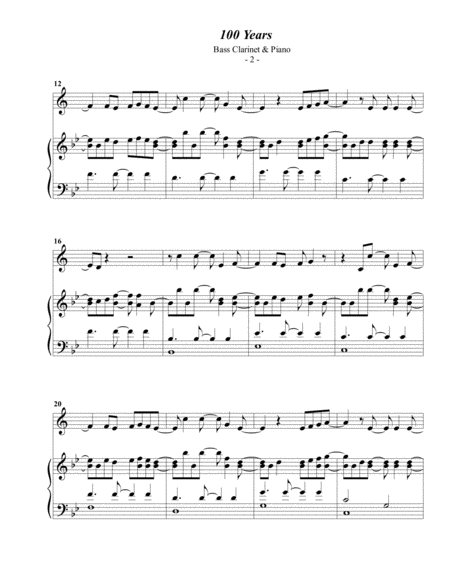 Five For Fighting 100 Years For Bass Clarinet Piano Page 2