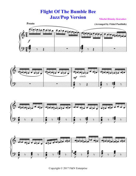 Flight Of The Bumble Bee Background Track For Piano Jazz Pop Version Video Page 2