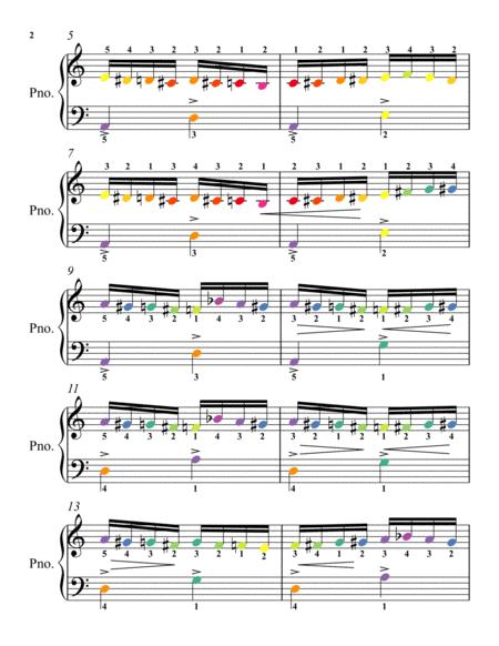 Flight Of The Bumble Bee Easy Piano Sheet With Colored Notes Page 2