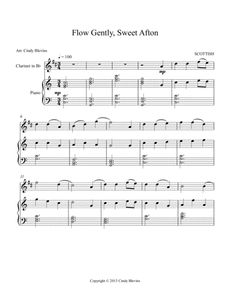 Flow Gently Sweet Afton Arranged For Piano And Clarinet Page 2
