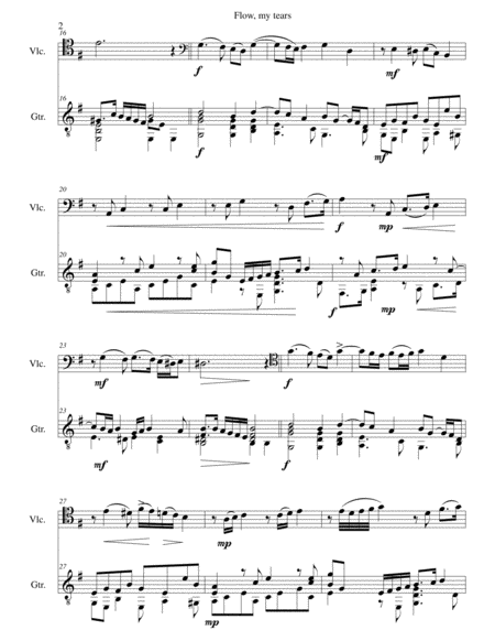 Flow My Tears For Cello And Guitar With Divisions Page 2