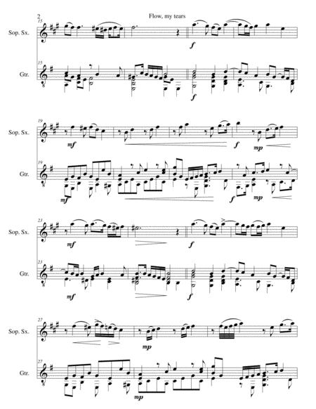 Flow My Tears For Soprano Saxophone And Guitar With Divisions Page 2
