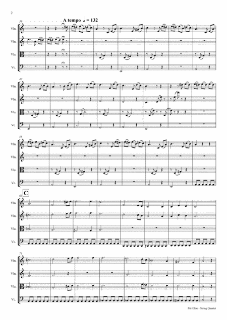 For Elise Ludwig Van Beethoven String Quartet Page 2