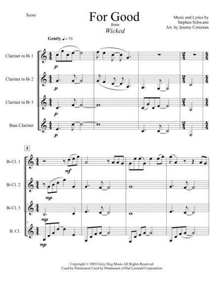 For Good For Clarinet Quartet Page 2