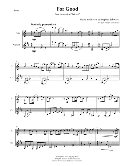 For Good For Flute Clarinet Duet Page 2