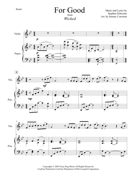 For Good For Solo Violin And Piano Page 2