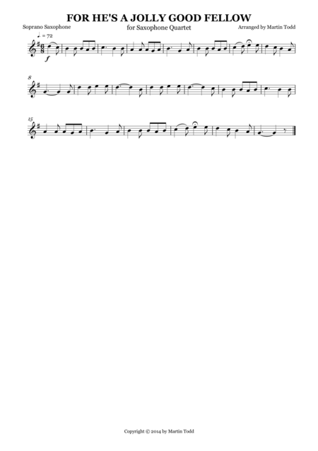 For Hes A Jolly Good Fellow For Saxophone Quartet Page 2