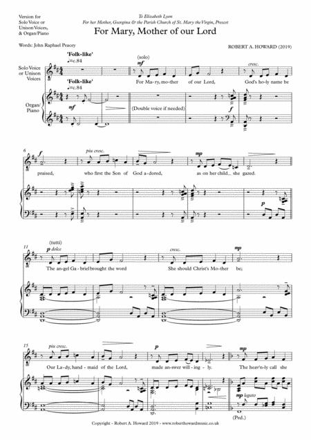 For Mary Mother Of Our Lord Solo Unison Version Page 2