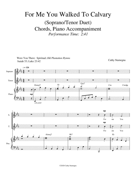 For Me You Walked To Calvary Soprano Tenor Duet Chords Piano Accompaniment Page 2