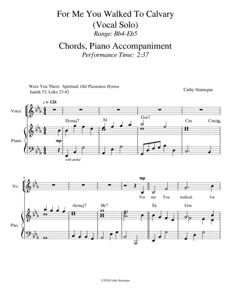 For Me You Walked To Calvary Vocal Solo Chords Piano Accompaniment Page 2