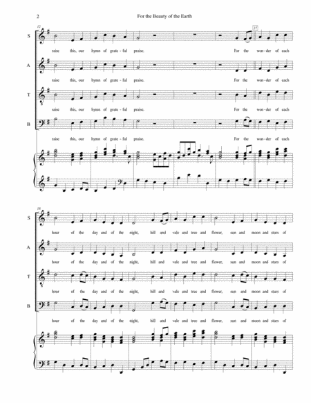 For The Beauty Of The Earth Satb Choir With Piano Accompaniment Page 2