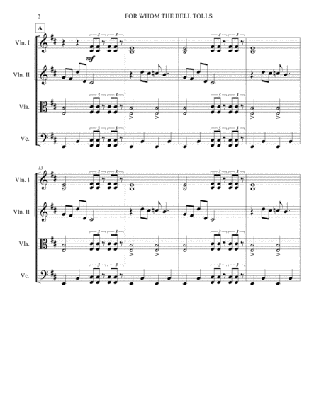 For Whom The Bell Tolls Metallica For Strings Quartet Page 2