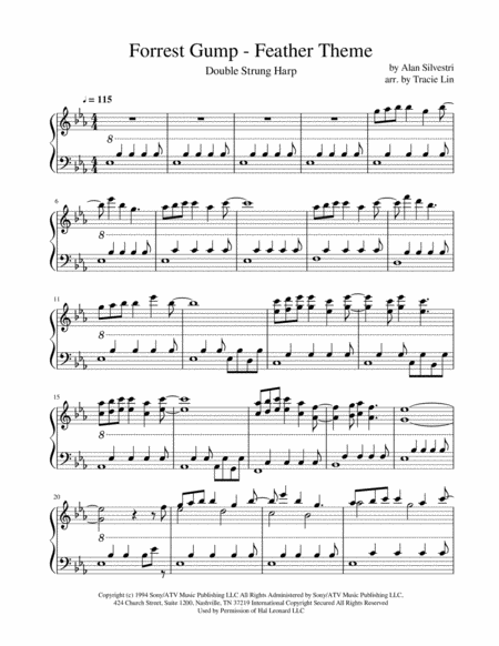 Forrest Gump Main Title Feather Theme Double Strung Harp Solo Page 2