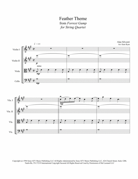 Forrest Gump Main Title Feather Theme From The Paramount Motion Picture Forrest Gump String Quartet Page 2