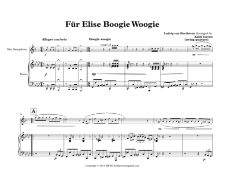 Fr Elise Boogie Woogie For Eb Alto Saxophone Piano Page 2