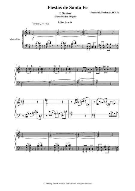 Frederick Frahm Fiestas De Santa Fe For Organ Manuals Only Or Piano Or Harpsichord Page 2