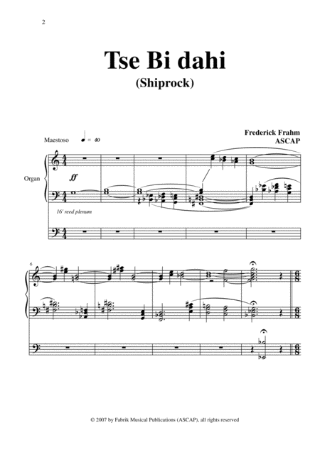 Frederick Frahm Tse Bi Dahi Shiprock For Organ Page 2