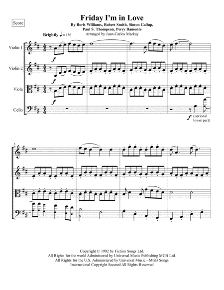 Friday I M In Love String Quartet Page 2