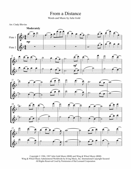 From A Distance Arranged For Flute Duet Page 2