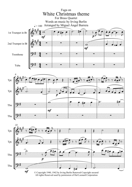 Fuga On White Christmas Theme For Brass Quartet Page 2