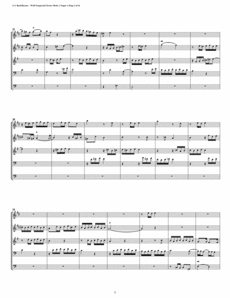 Fugue 01 From Well Tempered Clavier Book 2 Conical Brass Quintet Page 2