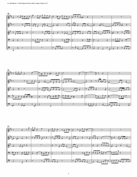 Fugue 05 From Well Tempered Clavier Book 2 Conical Brass Quintet Page 2