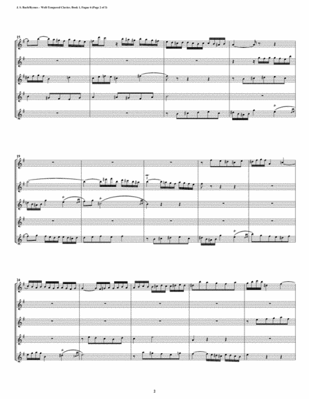 Fugue 06 From Well Tempered Clavier Book 1 Flute Quintet Page 2