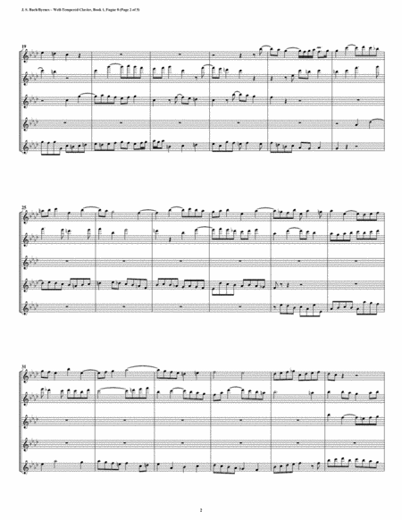 Fugue 08 From Well Tempered Clavier Book 1 Flute Quintet Page 2