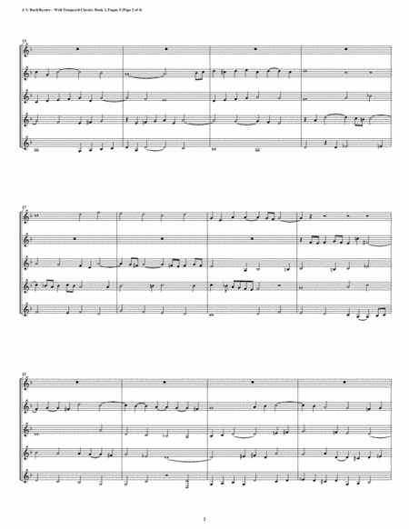 Fugue 09 From Well Tempered Clavier Book 2 Clarinet Quintet Page 2