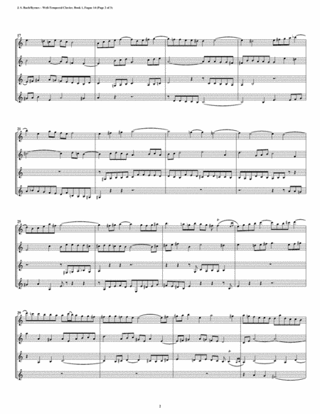 Fugue 14 From Well Tempered Clavier Book 1 Clarinet Quartet Page 2