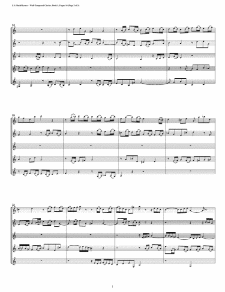 Fugue 16 From Well Tempered Clavier Book 1 Clarinet Quintet Page 2