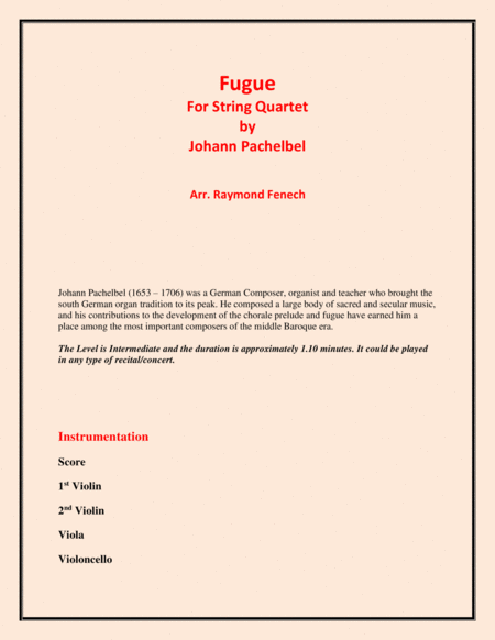 Fugue Johann Pachelbel String Quartet 2 Violins Viola And Violoncello Intermediate Level Page 2