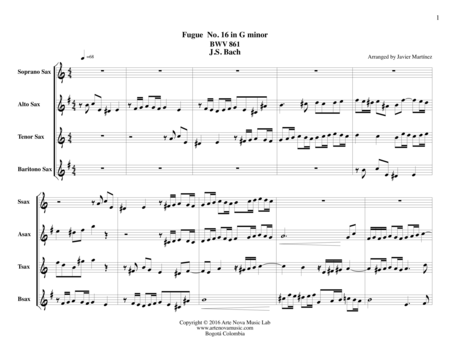 Fugue No 16 In G Minor Bwv 861 Saxophone Quartet Page 2