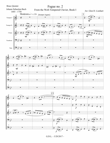 Fugue No 2 Well Tempered Clavier Book I Brass Page 2