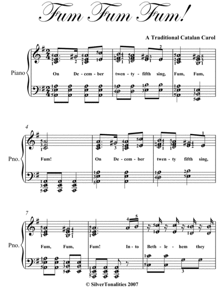 Fum Fum Fum Easy Intermediate Piano Sheet Music Page 2
