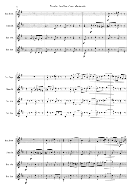 Funeral March Of A Marionette Ch Gounod For Sax Quartet Satb Page 2