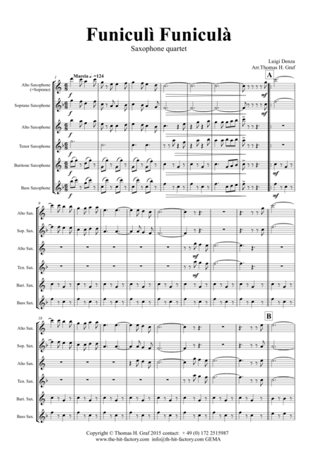 Funiculi Funicula Italian Evergreen Saxophone Quartet Page 2