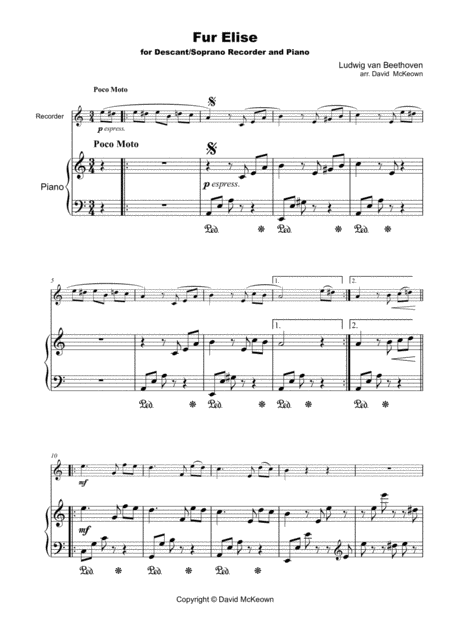 Fur Elise For Descant Or Soprano Recorder And Piano Page 2