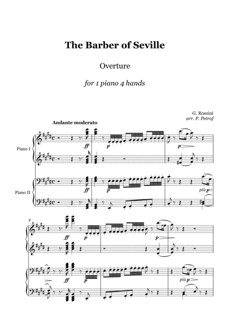 G Rossini Overture The Barber Of Seville 1 Piano 4 Hands Score And Parts Page 2