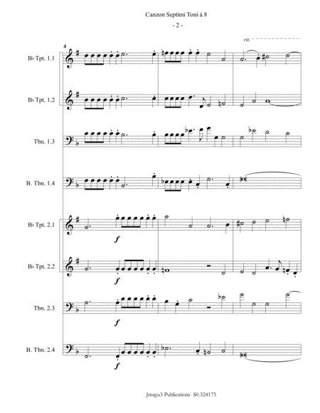 Gabrieli Canzon Septimi Toni Ch 172 For Brass Choir Page 2