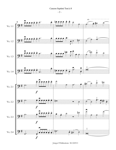 Gabrieli Canzon Septimi Toni Ch 172 For Cello Choir Page 2