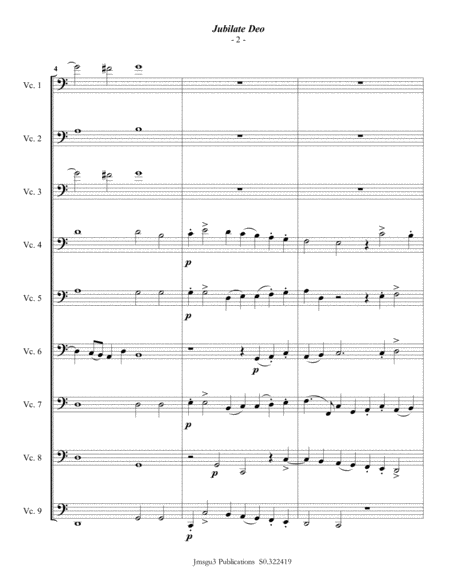 Gabrieli Jubilate Deo Ch 136 For Cello Choir Page 2