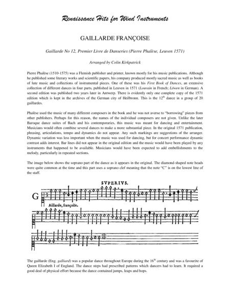 Gaillarde Franoise First Book Of Dances Pierre Phalse 1571 For Wind Instruments Page 2