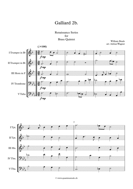 Galliard 2b William Brade Brass Quintet Arr Adrian Wagner Page 2