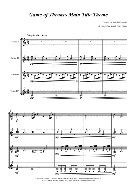 Game Of Thrones Guitar Quartet Page 2