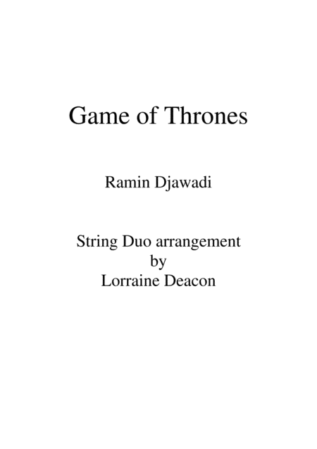 Game Of Thrones String Duo Violin Cello Page 2