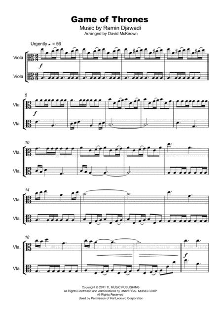 Game Of Thrones Theme Duet For Viola Page 2