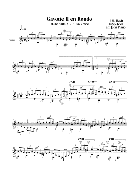 Gavotte Ii En Rondo Js Bach Solo Classical Guitar Page 2