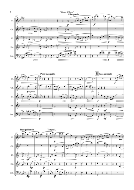 George Butterworth The Banks Of Green Willow Idyll Arranged Wind Quintet Page 2